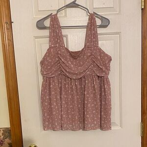 Dusty Rose Floral Ruching Camisole Top